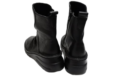 【TODAY's 0206 ブラック】幅広4E サイドジップミドルブーツ